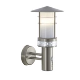 Saxby Pagoda Outdoor Wall Light With PIR Sensor Brushed Stainless Steel