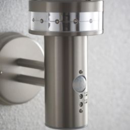Saxby Pagoda Outdoor Wall Light With PIR Sensor Brushed Stainless Steel