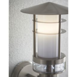 Saxby Pagoda Outdoor Wall Light With PIR Sensor Brushed Stainless Steel