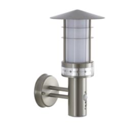 Saxby Pagoda Outdoor Wall Light With PIR Sensor Brushed Stainless Steel