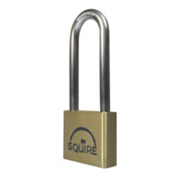 Squire Lion Brass Weatherproof Long Shackle Padlock 40mm Screwfix