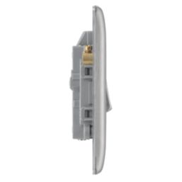 British General Nexus Metal 20A 1-Gang DP Control Switch Brushed Steel with LED