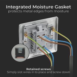 British General Nexus Metal 20A 1-Gang DP Control Switch Brushed Steel with LED