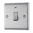 British General Nexus Metal 20A 1-Gang DP Control Switch Brushed Steel with LED