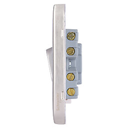 Schneider Electric Lisse Deco 13A Switched Fused Spur  Brushed Stainless Steel with White Inserts