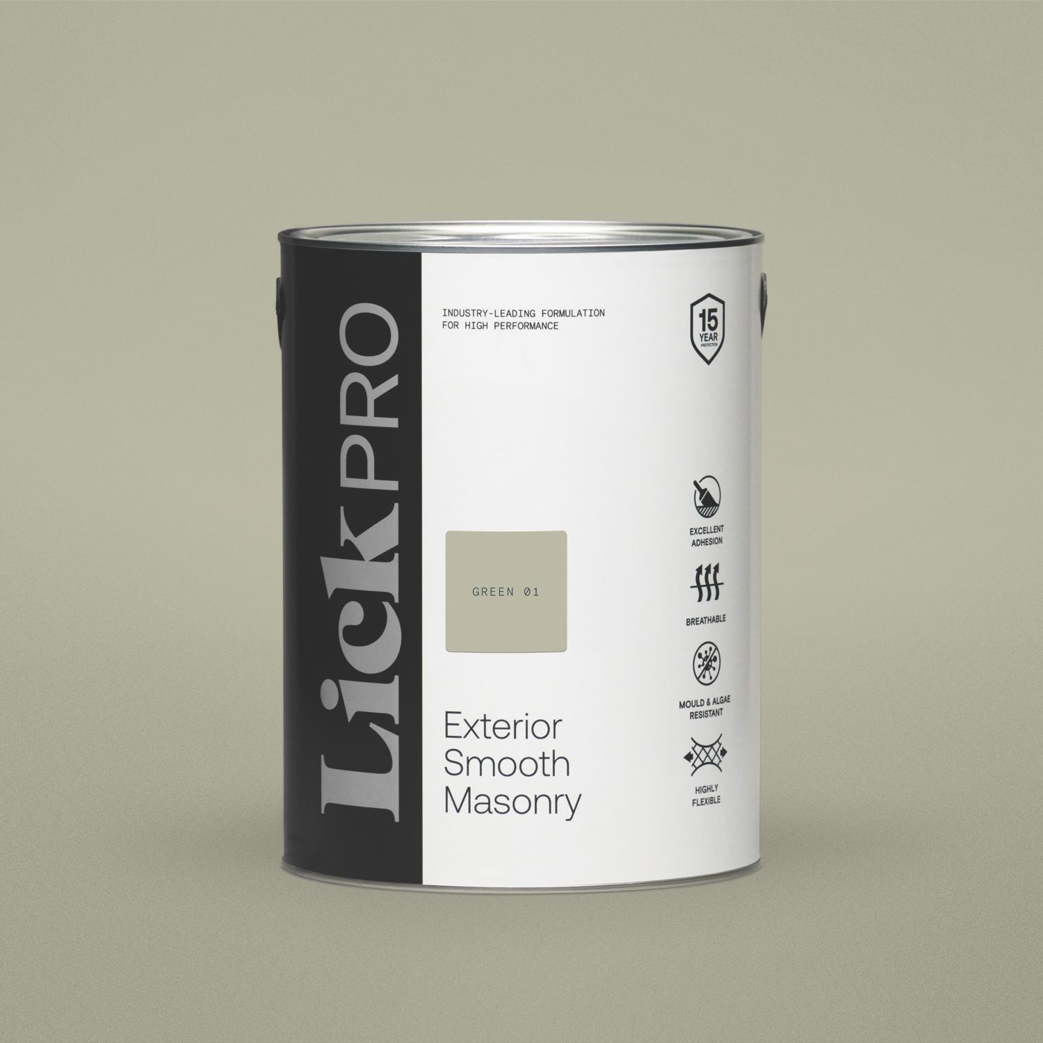LickPro 5Ltr Smooth Green 01 Masonry Paint (734FW)