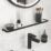 Elland Black Steel & Glass Bathroom Shelf 600mm x 120mm x 20mm