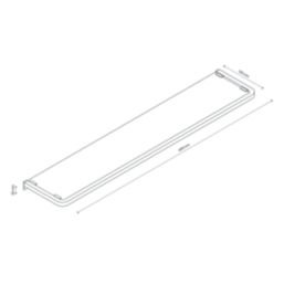 Elland Black Steel & Glass Bathroom Shelf 600mm x 120mm x 20mm