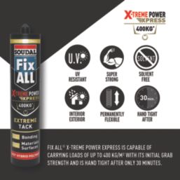 Soudal Fix All X-treme Power Express Solvent-Free Hybrid Polymer Adhesive White 280ml