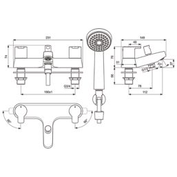 Ideal Standard Calista Chrome 70mm Deck Mounted Dual Control Manual Shower Mixer Tap