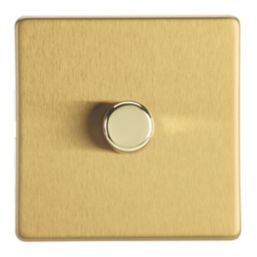 Contactum Lyric 1-Gang 2-Way LED Dimmer Switch  Brushed Brass