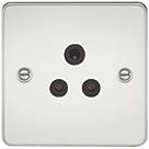 Knightsbridge FP5APC 5A 1-Gang Unswitched Socket Polished Chrome with Black Inserts
