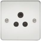 Knightsbridge  5A 1-Gang Unswitched Socket Polished Chrome with Black Inserts
