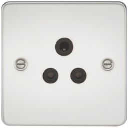 Knightsbridge  5A 1-Gang Unswitched Socket Polished Chrome with Black Inserts