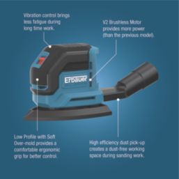 Erbauer ERI1112SDR 18V Li-Ion EXT Brushless Cordless Detail Sander - Bare