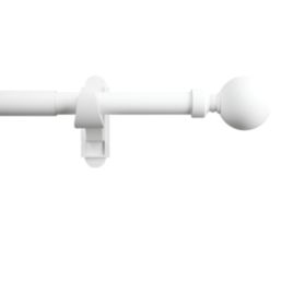 Rothley Matt White Extendable Curtain Pole with Orb Finials 28mm x 71-120cm