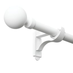 Rothley Matt White Extendable Curtain Pole with Orb Finials 28mm x 71-120cm