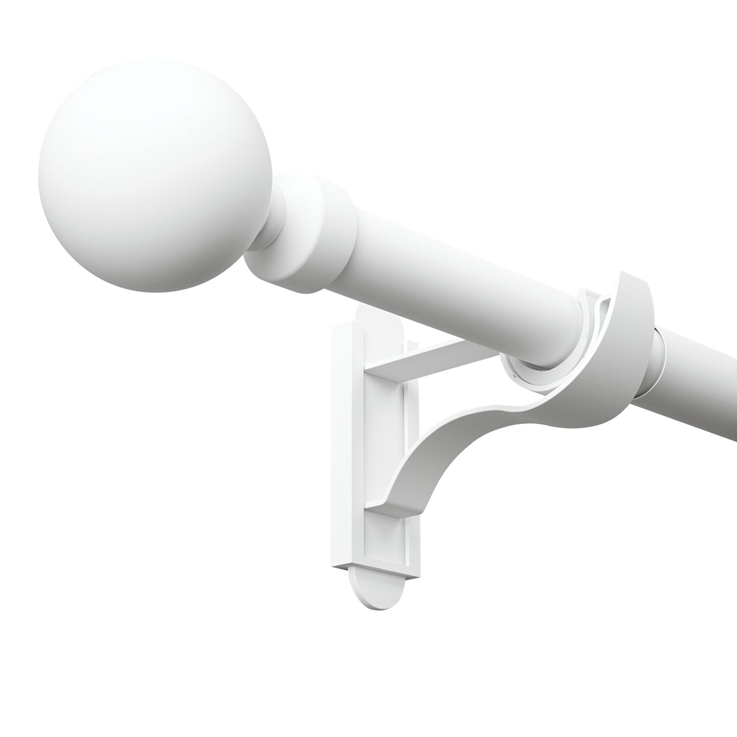 Rothley Matt White Extendable Curtain Pole with Orb Finials 28mm x 71-120cm (734YU)