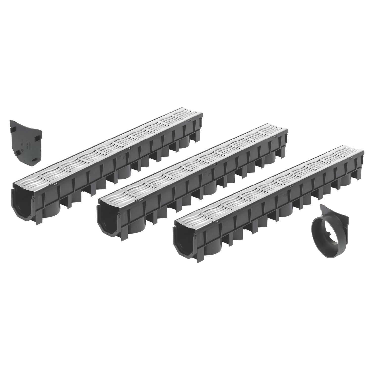 FloPlast FloDrain Drainage Set Silver 115mm x 1m 3 Pack (73529)