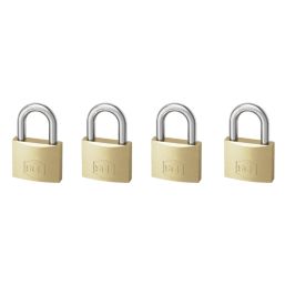 Smith & Locke  Brass Keyed Alike  Closed Shackle  Padlocks 30mm 4 Pack