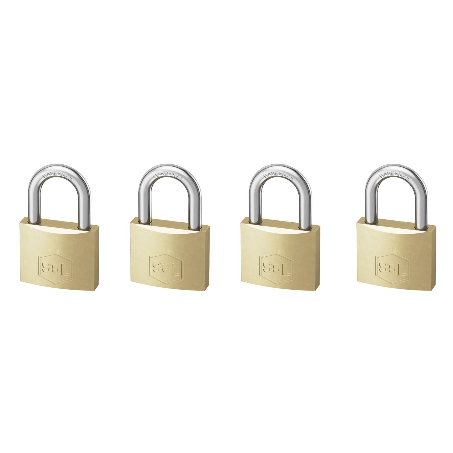 Smith & Locke Brass Keyed Alike Closed Shackle Padlocks 30mm 4 Pack (735FA)
