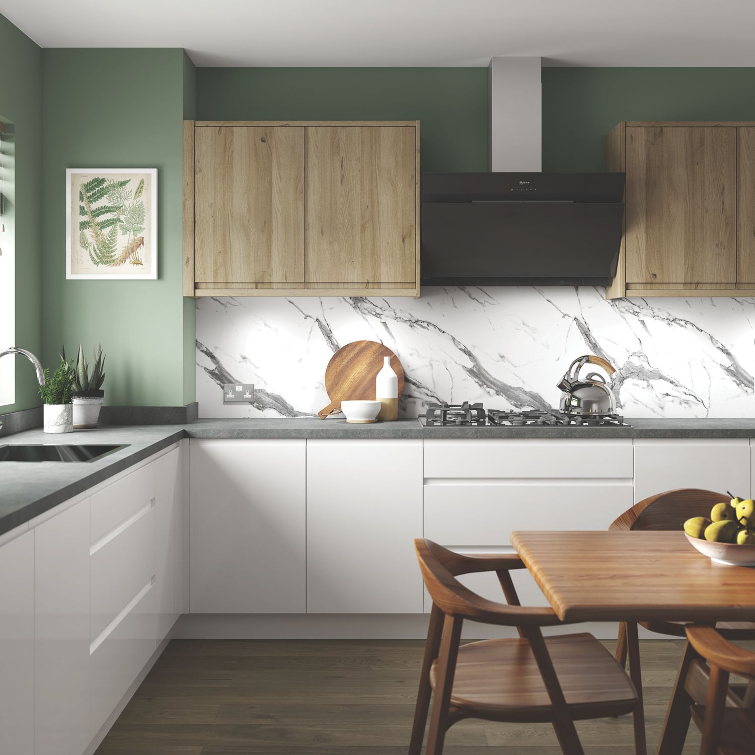 Splashwall White Marble Alloy Splashback 600mm x 800mm x 4mm (735RJ)
