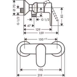 Hansgrohe Vernis Blend Exposed Single Outlet Manual Chrome Mixer Shower Valve