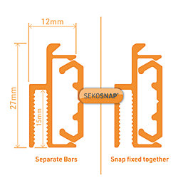 Sekosnap White 3mm Side Fix Bar 2000mm x 27mm