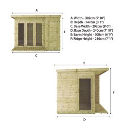 Mercia Contemporary 9' 6" x 8' (Nominal) Pent Tongue & Groove Timber Summerhouse & Shed