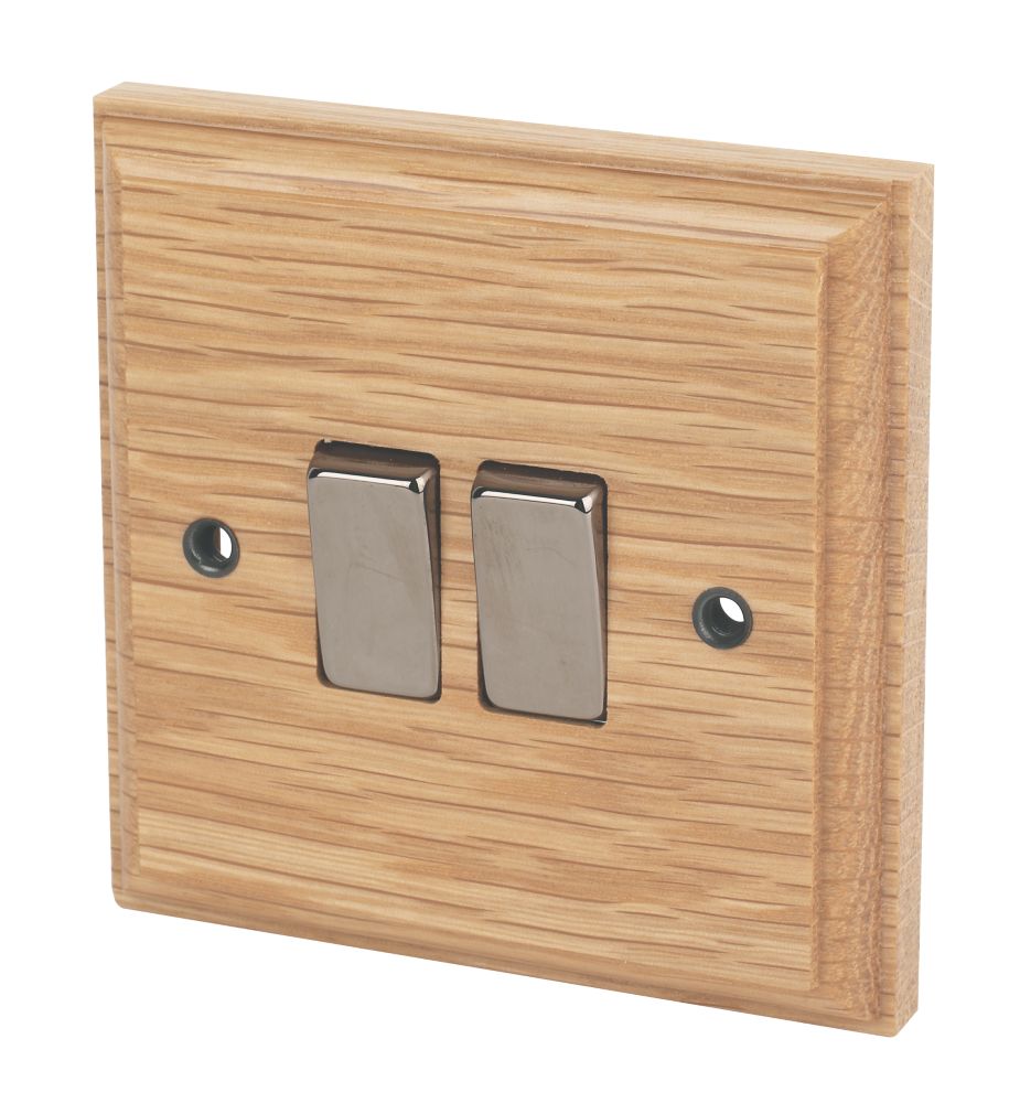 Varilight  10AX 2-Gang 2-Way Light Switch  Classic Oak
