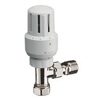 White Angled Thermostatic TRV  15mm x 1/2"
