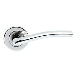 Smith & Locke Cuatro Fire Rated Lever on Rose Door Handles Pair Polished Chrome