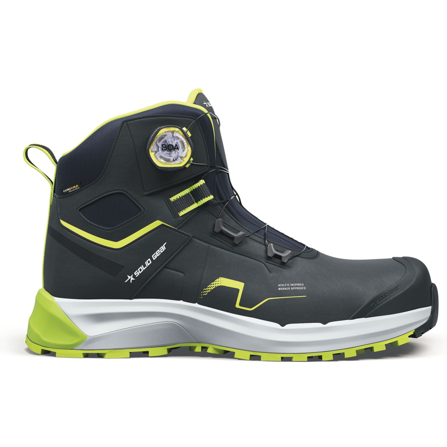 Solid Gear Sonar Mid Size 10 Black / Green Water-Resistant Safety Boots (736AF)