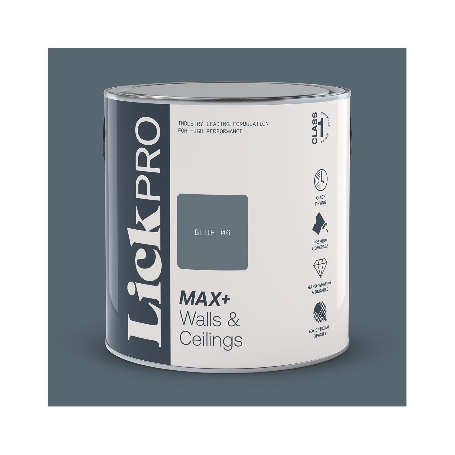 LickPro Max+ 2.5Ltr Blue 06 Matt Emulsion Paint (736JY)