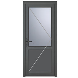 Crystal  1-Panel 1-Obscure Light Right-Hand Opening Anthracite Grey uPVC Back Door 2090mm x 840mm