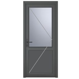 Crystal  1-Panel 1-Obscure Light Right-Handed Anthracite Grey uPVC Back Door 2090mm x 840mm