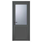 Crystal  1-Panel 1-Obscure Light Right-Hand Opening Anthracite Grey uPVC Back Door 2090mm x 840mm