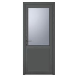 Crystal  1-Panel 1-Obscure Light Right-Handed Anthracite Grey uPVC Back Door 2090mm x 840mm