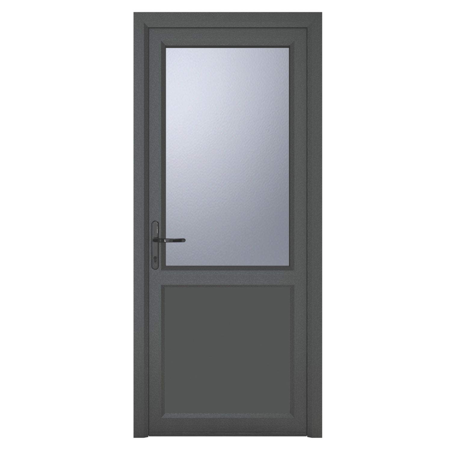 Crystal 1-Panel 1-Obscure Light Right-Handed Anthracite Grey uPVC Back Door 2090mm x 840mm (736KF)