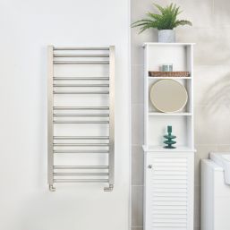 Time 1000mm x 480mm 1018BTU Silver Flat Designer Towel Radiator