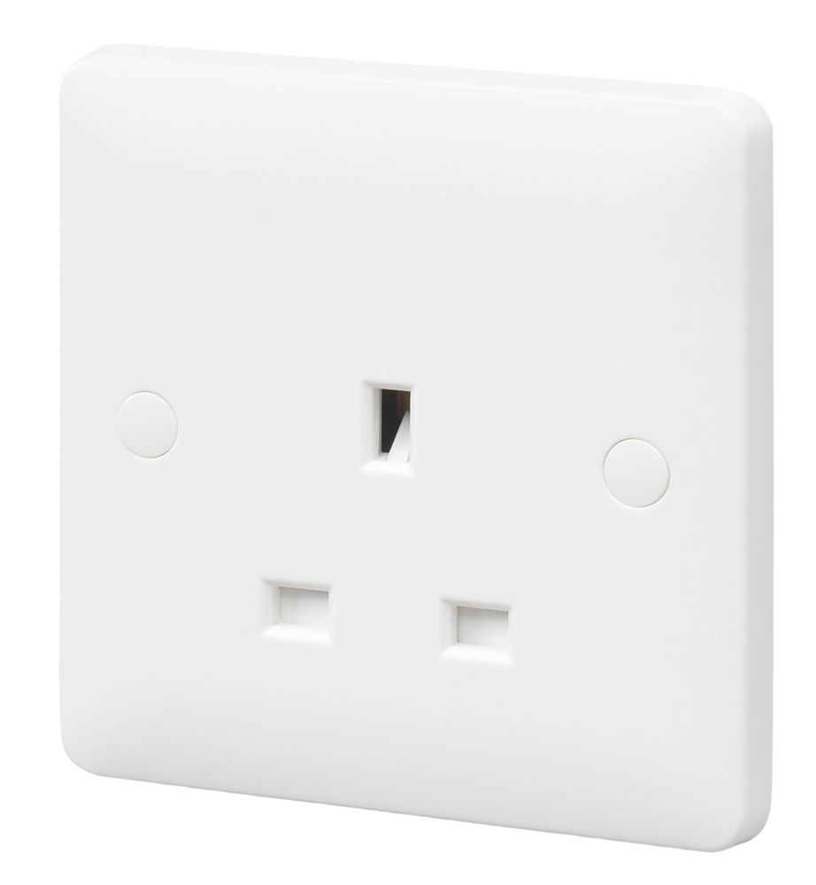 MK Base 13A 1-Gang Unswitched Socket White with White Inserts