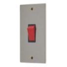 Contactum iConic 45A 1-Gang DP Control Switch Brushed Steel  with Black Inserts