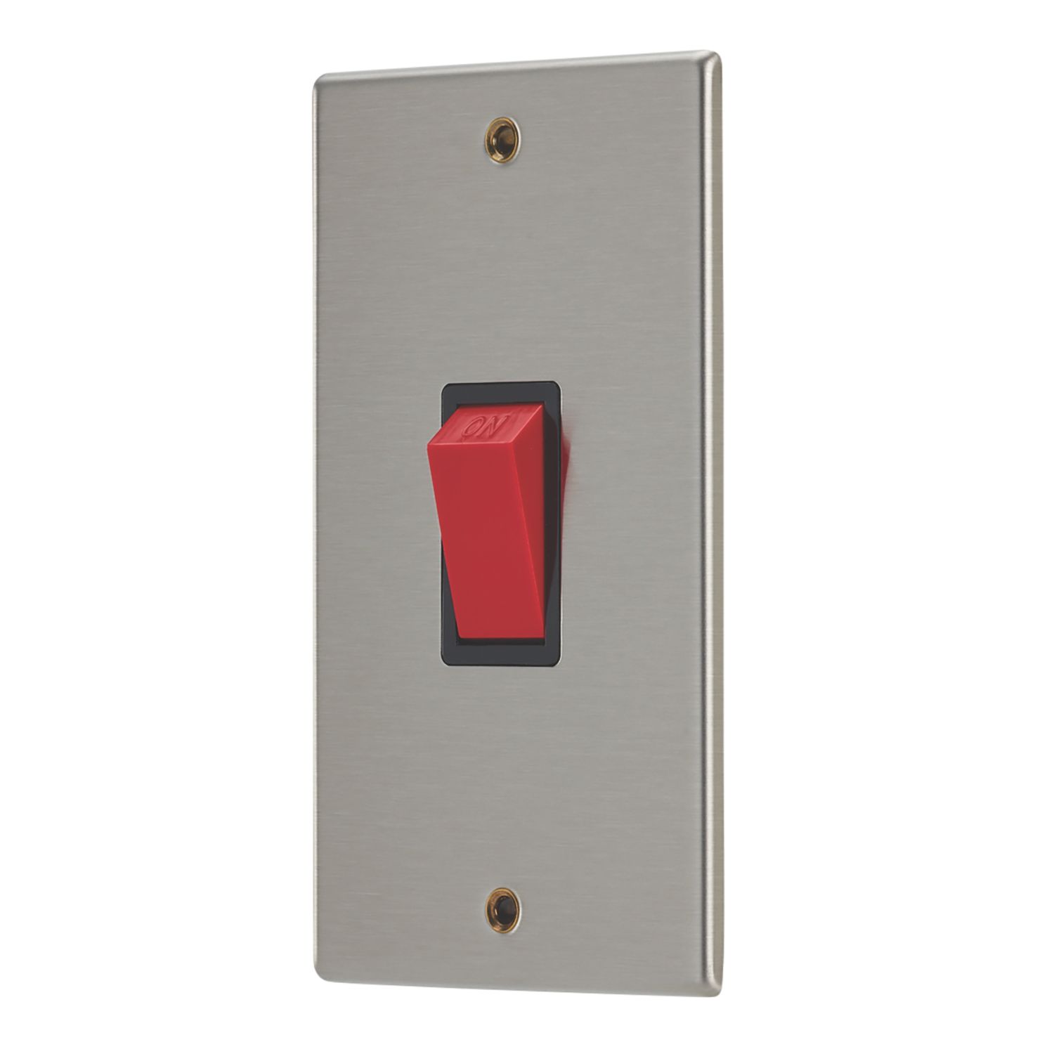 Contactum iConic 45A 1-Gang DP Control Switch Brushed Steel with Black Inserts (736RR)