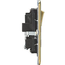 Knightsbridge  13A 2-Gang DP Switched Double Socket Polished Brass  with Black Inserts