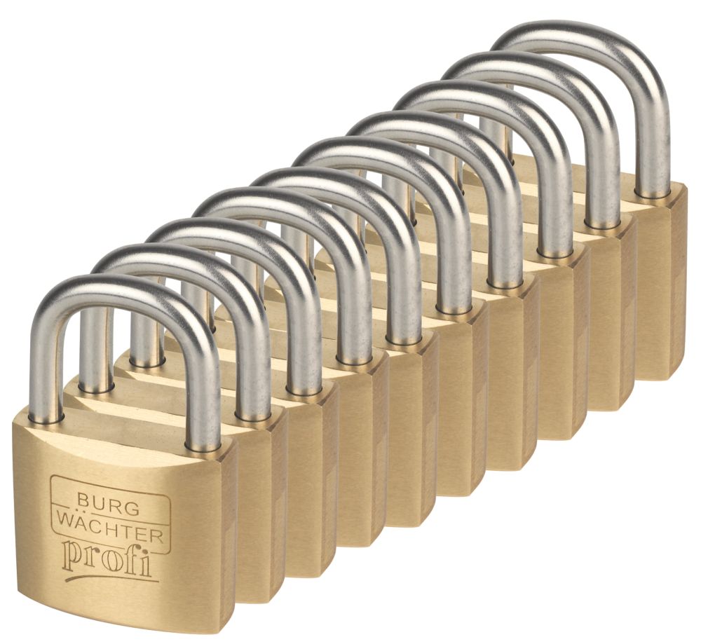 Burg-Wachter  Brass Keyed Alike Water-Resistant   Padlocks 40mm 10 Pack