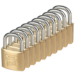 Burg-Wachter  Brass Keyed Alike Water-Resistant   Padlocks 40mm 10 Pack