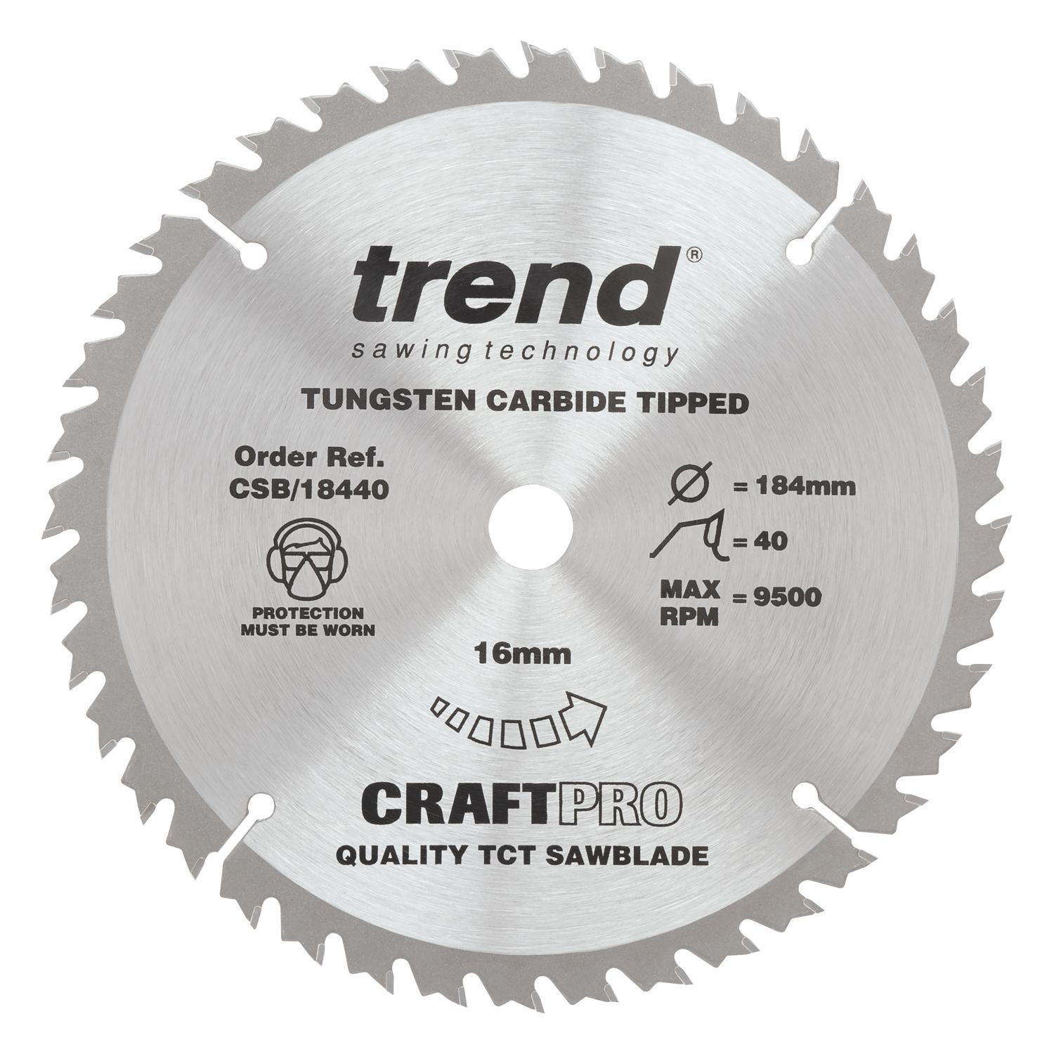 Trend CraftPo CSB/18440 Wood Circular Saw Blade 184mm x 16mm 40T (736XG)