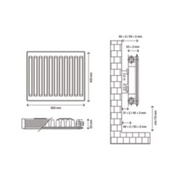 Flomasta 400mm x 800mm 1827BTU White Type 11 Convector Radiator
