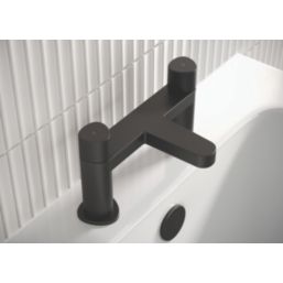 Bristan Liso Black 134mm Deck Mounted Round Head 2 Tap Holes Bath Mixer Tap