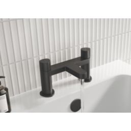 Bristan Liso Black 134mm Deck Mounted Round Head 2 Tap Holes Bath Mixer Tap